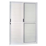 Assistência Técnica e Garantia do produto Porta de Correr Alumínio 3 Folhas 1 Fixa com Vidro Liso Sólida MGM 210cmx160cm Branco