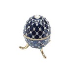 Assistência Técnica e Garantia do produto Porta Joias Oval de Zamac Fabergé 9,5cmx6cmx6cm Rojemac Azul