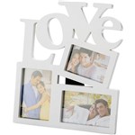 Assistência Técnica e Garantia do produto Porta Retrato Love Branco (10x15cm) para 3 Fotos - Rojemac