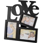 Assistência Técnica e Garantia do produto Porta Retrato Love Preto (10x15cm) para 3 Fotos - Rojemac
