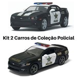 Assistência Técnica e Garantia do produto Promoção 2 Carro de Coleção Viatura Policial / Polícia Camaro e Mustang Cor Preto Escala 1/38