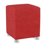 Assistência Técnica e Garantia do produto Puff Banqueta Quadrado Vermelho Amassado Pés Alumínio - Estofados Modelo