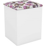 Assistência Técnica e Garantia do produto Puff Baú Quadrado Pu2050 Branco/Lavanda Floral - Tecno Mobilii