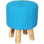 Assistência Técnica e Garantia do produto Puff Redondo Crochet Madeira/Espuma com Pés Azul - Urban