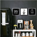 Assistência Técnica e Garantia do produto Quadro com Moldura Kit 90x30 Café Coffee Cozinha Bebida 3 Peças - Decorativo Preto e Branco