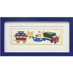 Assistência Técnica e Garantia do produto Quadro Meios de Transporte Caminhão com Vidro e Paspatur 17x32cm Azul - Kapos