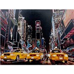 Assistência Técnica e Garantia do produto Quadro Tela Impressa com Leds New York 3 Táxis Amarelos 60x80x3cm - Fullway