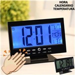 Assistência Técnica e Garantia do produto Relógio de Mesa Digital LCD Led Acionamento Sonoro Despertador Termometro PRETO CBRN01422