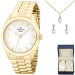 Assistência Técnica e Garantia do produto Relógio Feminino Champion Dourado Kit com Colar e Brincos