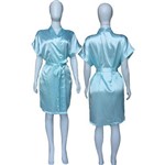 Assistência Técnica e Garantia do produto Robe de Cetim Feminino Roupão Madrinha Noiva Acetinado Azul Bebê Ref 401 Superintima