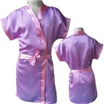 Assistência Técnica e Garantia do produto Robe Infantil Feminino Estampado Rosa Bolinha Branca Faixa Chiclete M