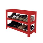 Assistência Técnica e Garantia do produto Sapateira Banco de Piso para Closets e Quartos 8 Pares Sapatos - Vermelho Laca
