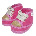 Assistência Técnica e Garantia do produto Sapatinho de Bebê Charminho Baby Tênis Cano Alto Pink e Dourado