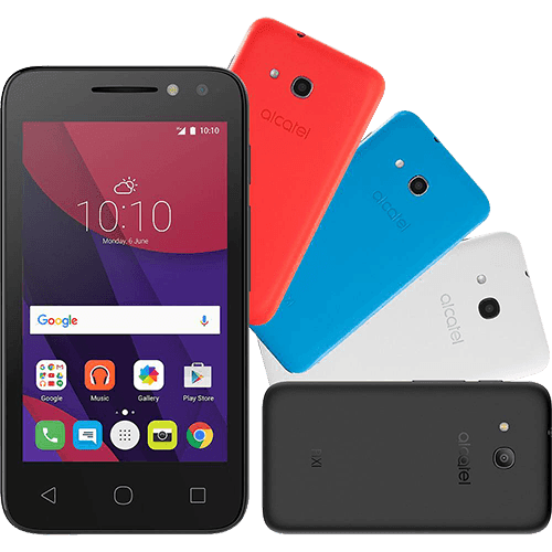 Assistência Técnica e Garantia do produto Smartphone Alcatel PIXI4 Colors Dual Chip Android 6.0 Tela 4" Memória 8GB 3G Câmera 8MP Selfie 5MP Flash Frontal Quad Core - Preto