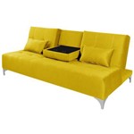 Assistência Técnica e Garantia do produto Sofa Cama Berlim com Mesinha - Essencial Estofados Reclinável Suede Liso - Amarelo