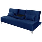 Assistência Técnica e Garantia do produto Sofa Cama Berlim com Mesinha - Essencial Estofados Reclinável Suede Liso - Azul Marinho