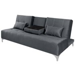 Assistência Técnica e Garantia do produto Sofa Cama Berlim com Mesinha - Essencial Estofados Reclinável Suede Liso - Cinza