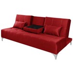 Assistência Técnica e Garantia do produto Sofa Cama Berlim com Mesinha - Essencial Estofados Reclinável Suede Liso - Vermelho