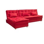 Assistência Técnica e Garantia do produto Sofá Cama Reclinável com Chaise Penelope - Vermelho Pena