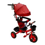 Assistência Técnica e Garantia do produto Triciclo Ferro Infantil Rodas Borracha Carrinho Passeio Bebe Capota Vermelho - Mc4789vm