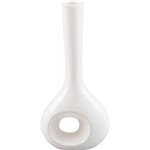 Assistência Técnica e Garantia do produto Vaso de Cerâmica com Acabamento em Vidro Foccus Branco 12x6x26cm - Prestige